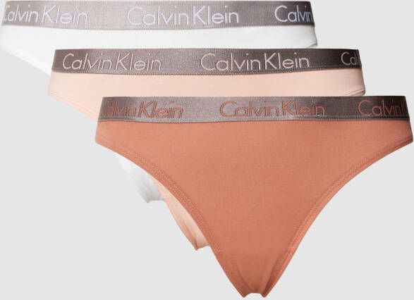 Calvin Klein Underwear String met logo in band model 'Thong' in een set van 3 stuks