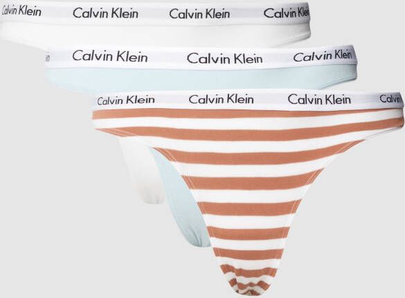 Calvin Klein Underwear String met logostitching in een set van 3 stuks model 'TABLE'