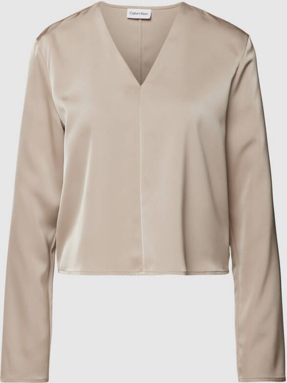 Calvin Klein Womenswear Blouse van satijn met V-hals