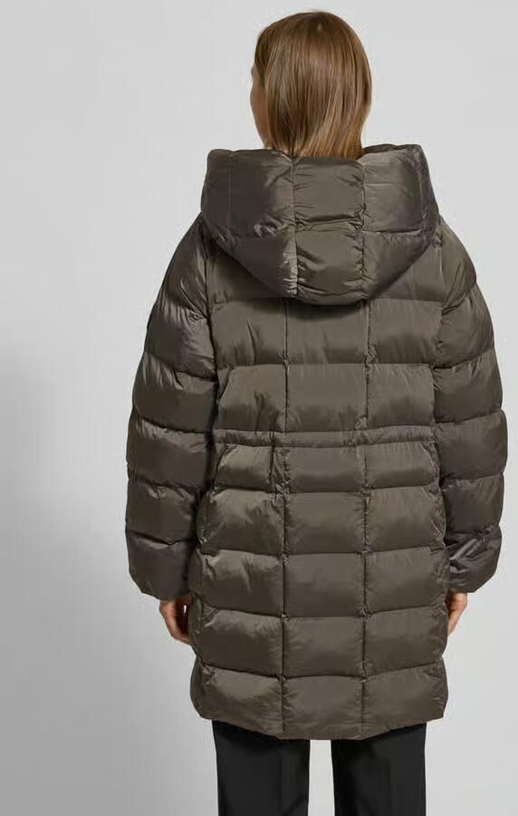 Calvin Klein Womenswear Glanzende gewatteerde lange jas met capuchon
