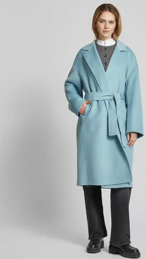 Calvin Klein Womenswear Lange wollen jas met strikceintuur - Foto 3