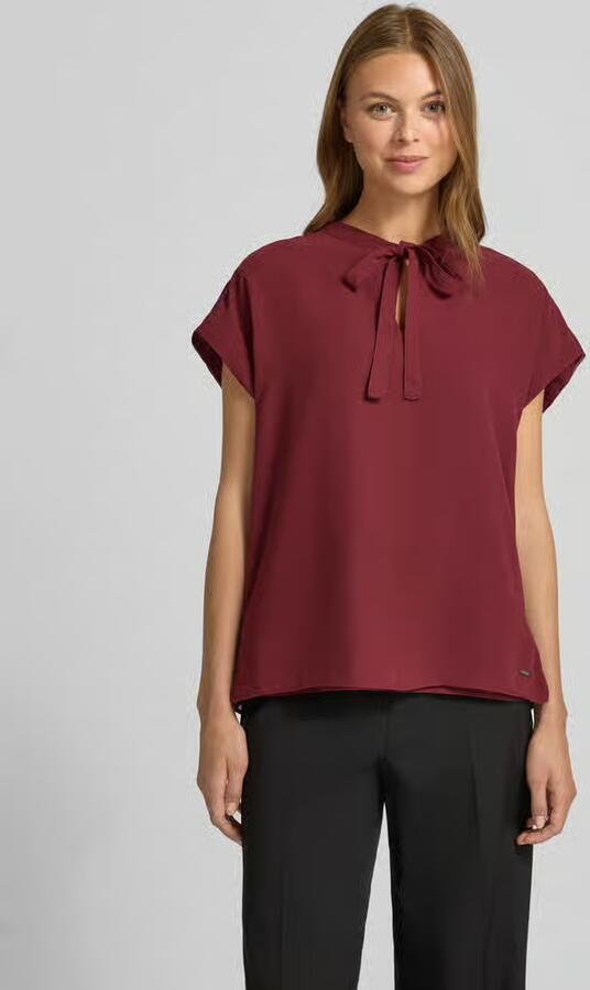 Calvin Klein Womenswear Regular fit blouse met druppelvormige hals model 'Tie' - Foto 2