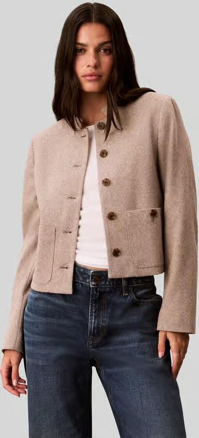 Calvin Klein Womenswear Regular fit korte blazer met labelpatch - Foto 2