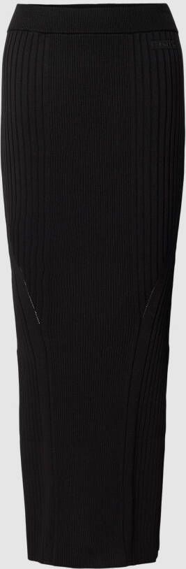 Calvin Klein Zwarte Rok met Dubbele Split en Logo Black Dames