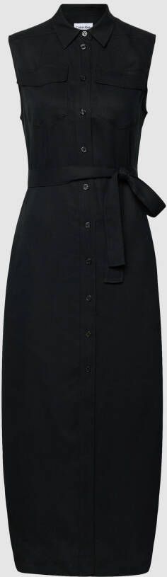 Calvin Klein Jurk met overhemdkraag met een bindceintuur (set 2-delig Met een bindceintuur)