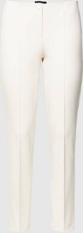 CAMBIO Crèmekleurige broek met elastische tailleband plooien en achterzakken. Gray Dames