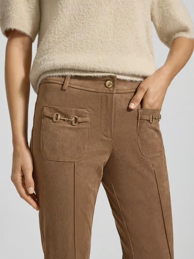 CAMBIO Broek in leerlook model 'FARAH PATACHED POCKET'