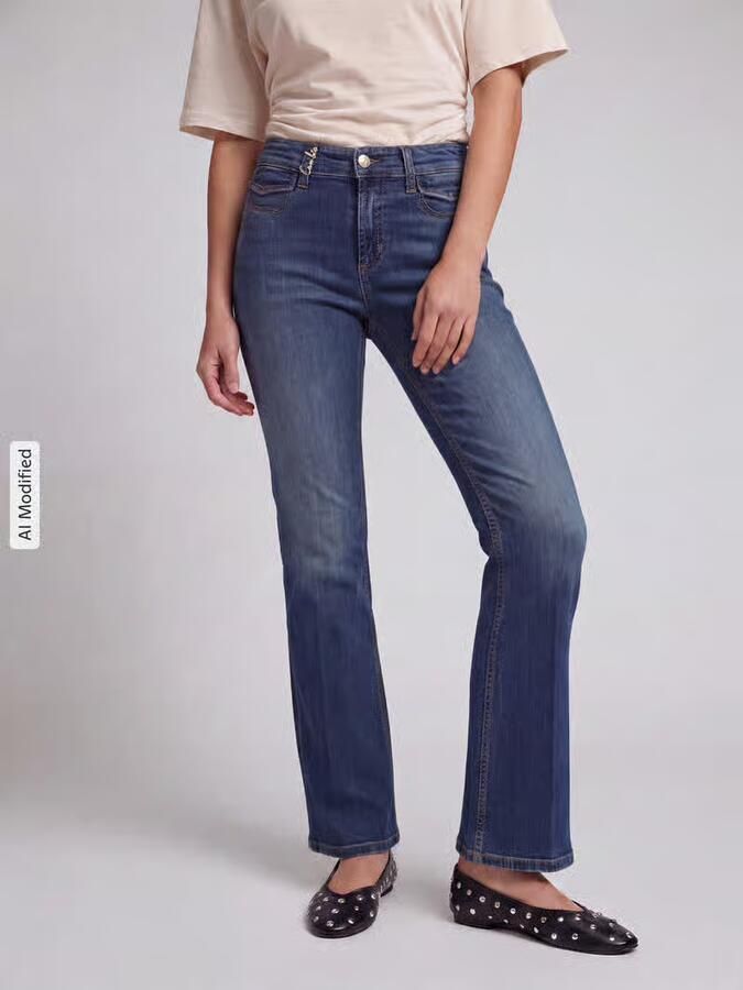 CAMBIO flared fit bell bottom van katoenmix model 'FABIENNE' - Foto 3