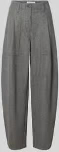 CAMBIO Regular fit barrel leg broek met mix van viscose en wol model 'October'
