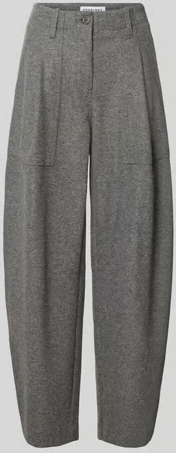 CAMBIO Regular fit barrel leg broek met mix van viscose en wol model 'October'
