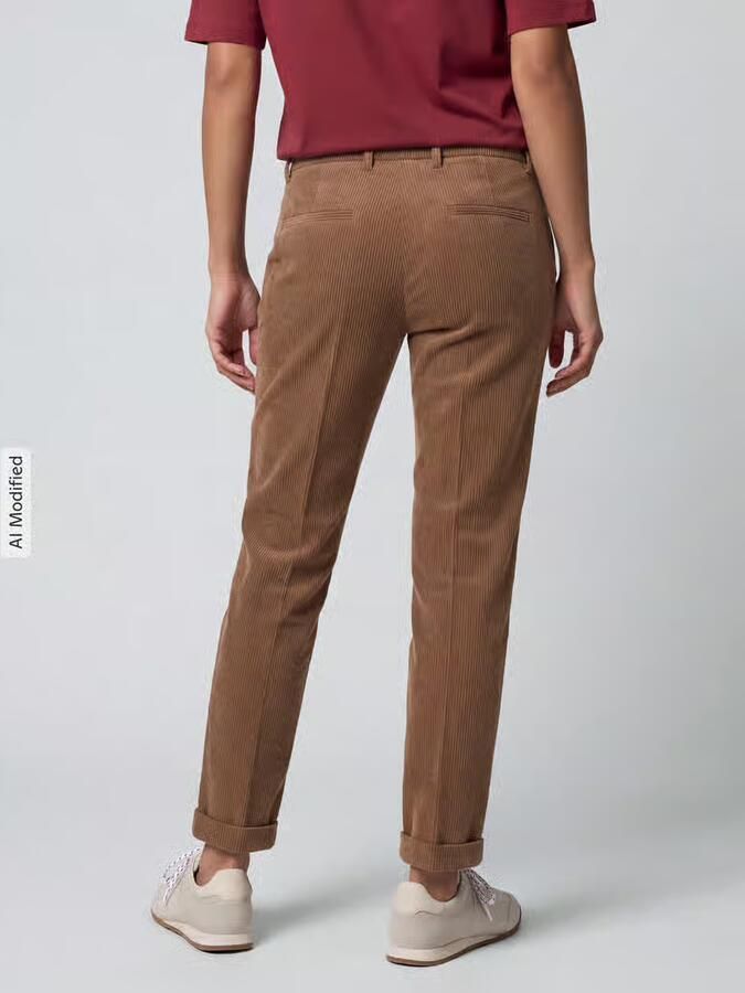 CAMBIO Regular fit corduroy broek met gefixeerde omslag aan de pijpen model 'KRYSTAL' - Foto 2