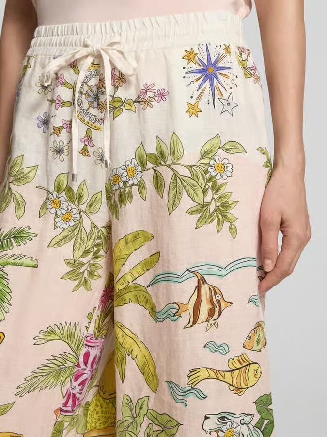 CAMBIO regular fit wijde broek van puur linnen model 'CANDICE PLAIN'