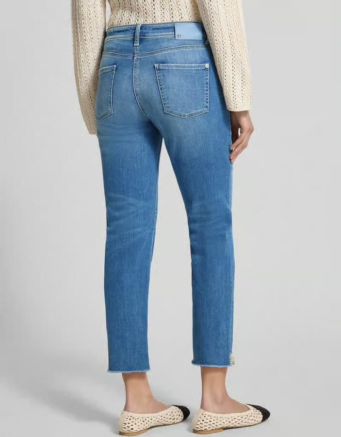 CAMBIO slim fit jeans van katoenmix in verkorte pasvorm