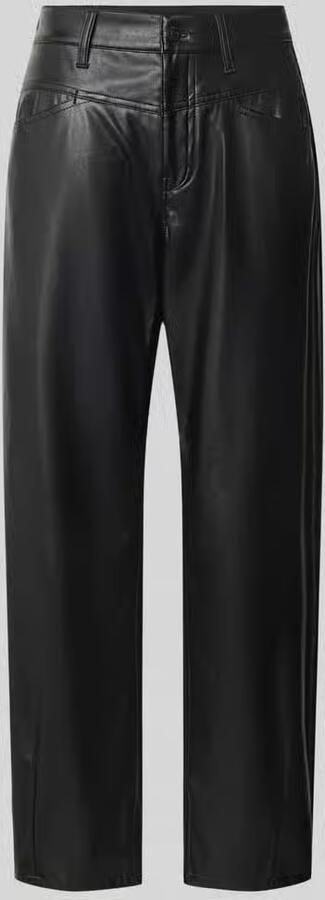 CAMBIO straight fit kunstleren broek met riemlussen model 'ELIN' - Foto 5