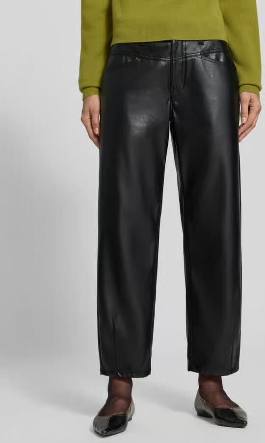 CAMBIO straight fit kunstleren broek met riemlussen model 'ELIN' - Foto 7