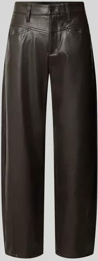 CAMBIO straight fit kunstleren broek met riemlussen model 'ELIN'