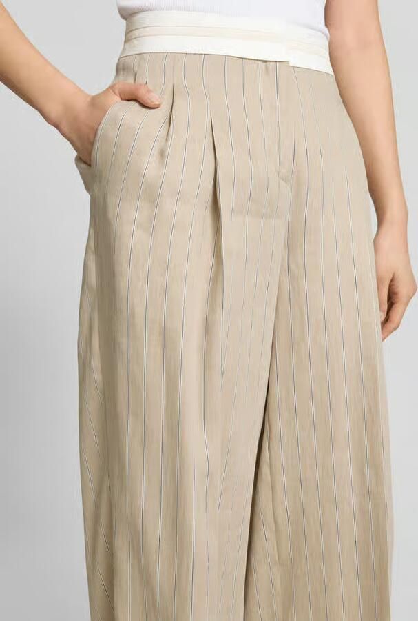 CAMBIO Wide leg linnen broek met bandplooien model 'ANNY'