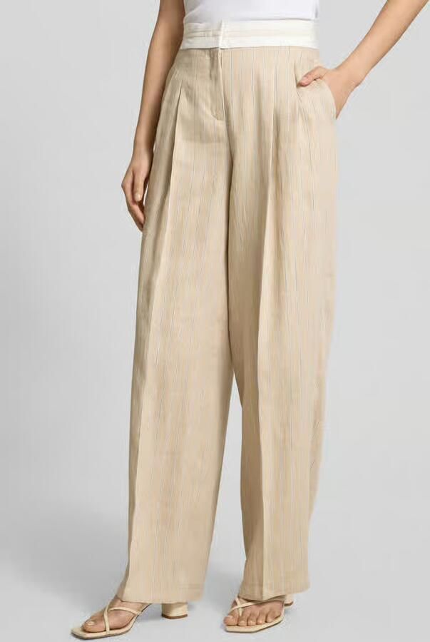 CAMBIO Wide leg linnen broek met bandplooien model 'ANNY' - Foto 2