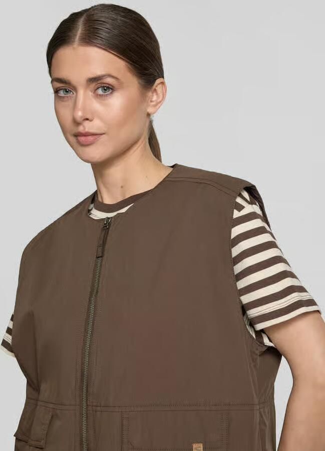 Camel active Bodywarmer met ronde hals en klepzakken