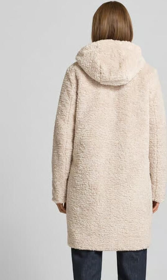Camel active Lange jas van teddybont met capuchon en tweewegsritssluiting