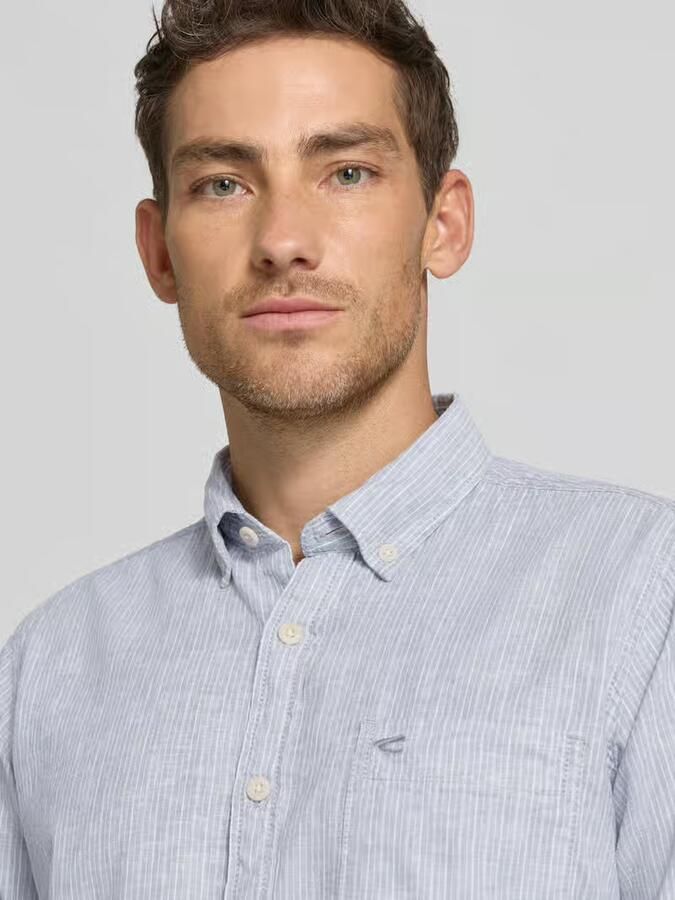 Camel active Regular fit vrijetijdsoverhemd van linnenmix met button-downkraag