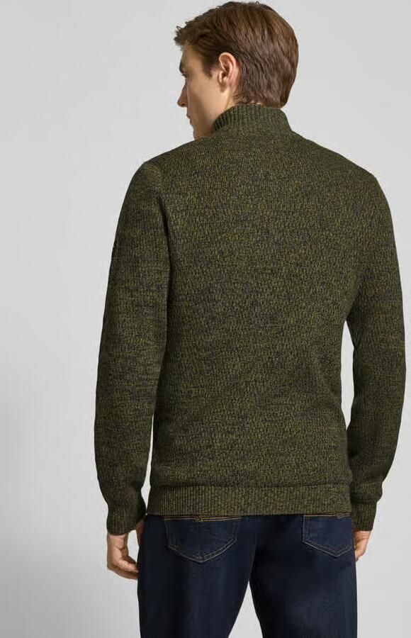 Camel active Slim fit schipperstrui met ritssluiting model 'Mouline'