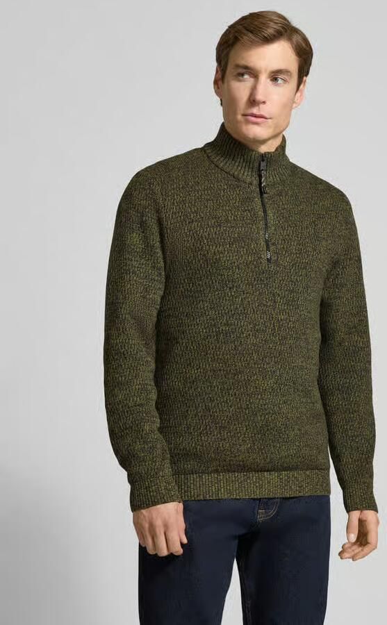 Camel active Slim fit schipperstrui met ritssluiting model 'Mouline' - Foto 2
