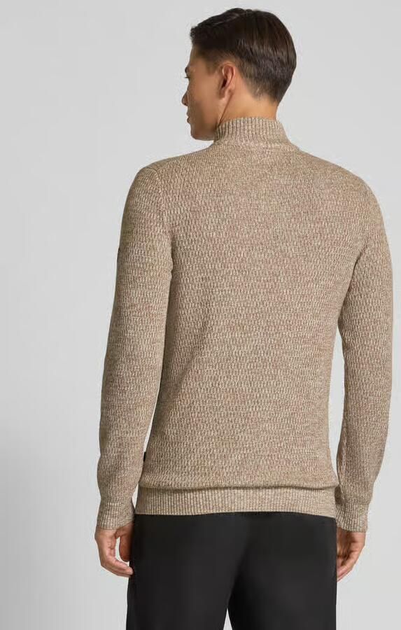 Camel active Slim fit schipperstrui met ritssluiting model 'Mouline'