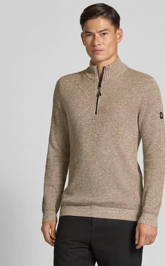 Camel active Slim fit schipperstrui met ritssluiting model 'Mouline' - Foto 2
