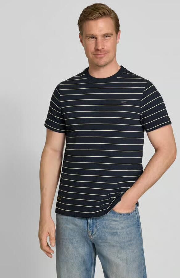 Camel active T-shirt met streepmotief en logo - Foto 4
