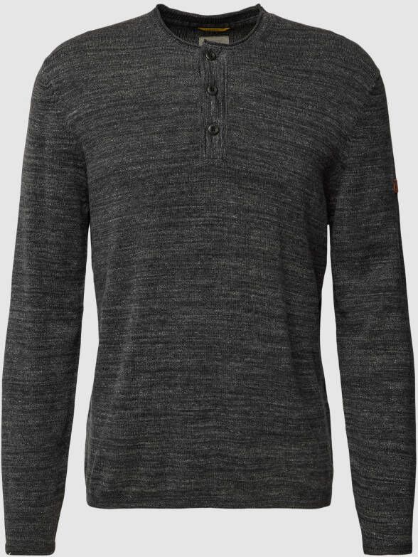 Camel active Gebreide pullover met korte knoopsluiting