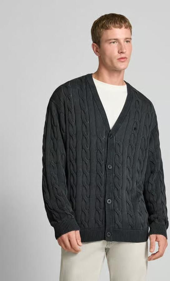 Carhartt Work In Progress Gebreid jack met kabelpatroon en V-hals - Foto 2
