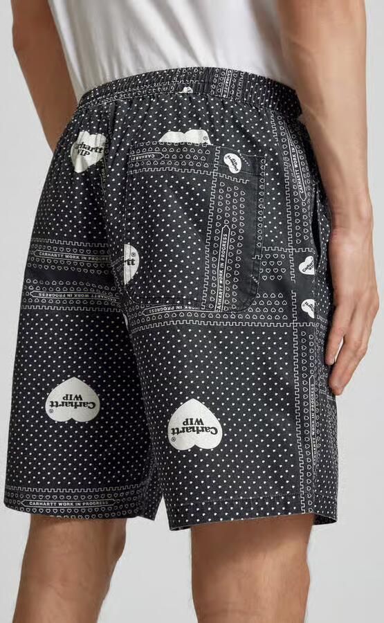 Carhartt Work In Progress Korte regular fit broek met elastische band model 'HEART BANDANA'