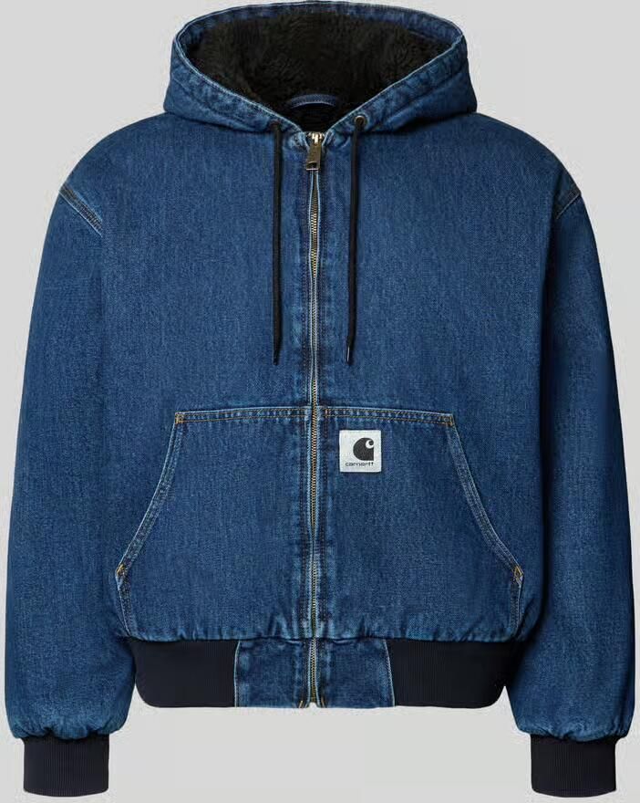 Carhartt WIP Blauwe Stone Washed Denim Jack met Sherpa Interieur Blue Heren