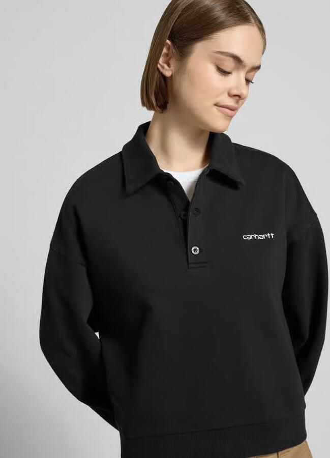 Carhartt Work In Progress Sweatshirt met polokraag en labelstitching model 'Brenta'