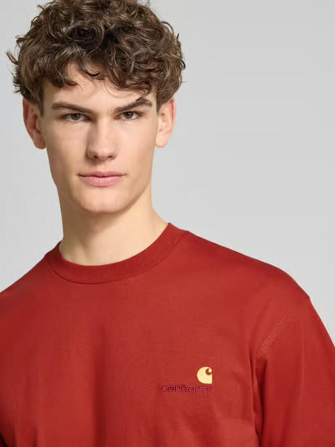 Carhartt Work In Progress T-shirt met Labelstitching en Ronde hals