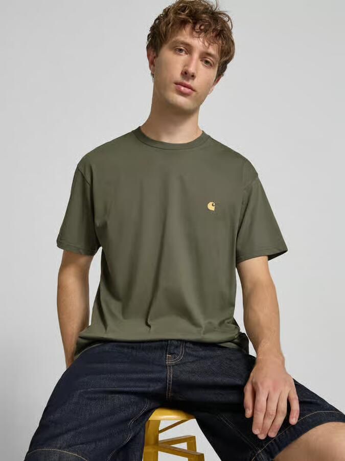 Carhartt Work In Progress T-shirt met Labelstitching en Ronde hals