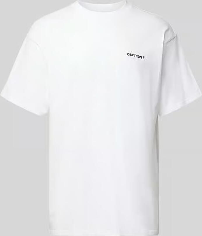 Carhartt WIP Script Borduurwerk T-shirt in Wit Zwart White Heren