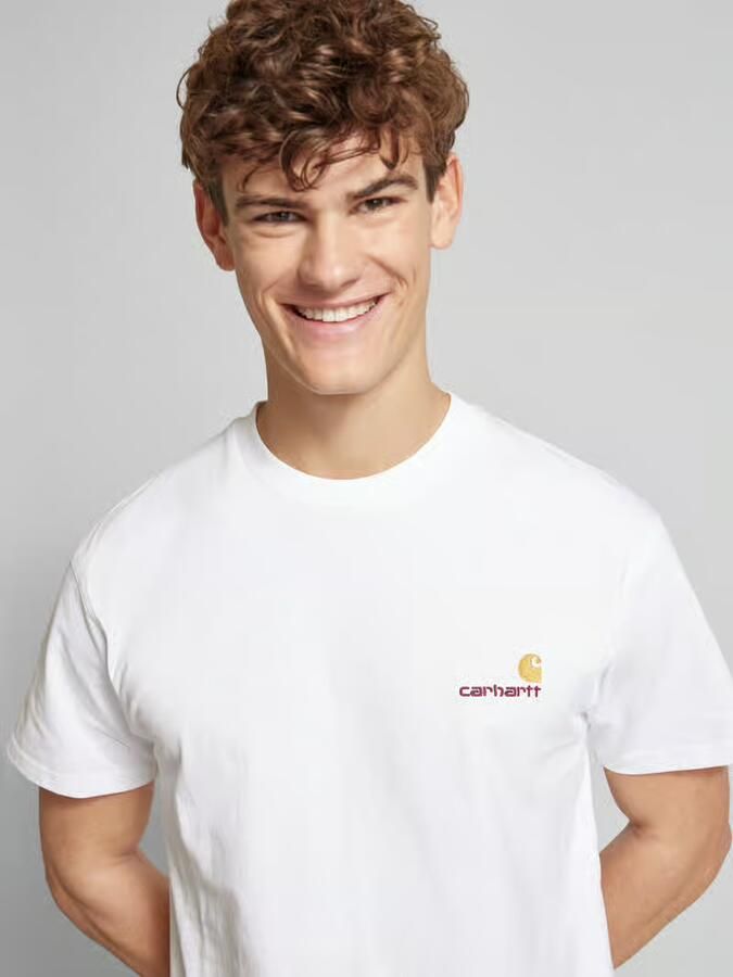 Carhartt WIP Amerikaans Script Wit Organisch Katoenen T-Shirt White Heren - Foto 5