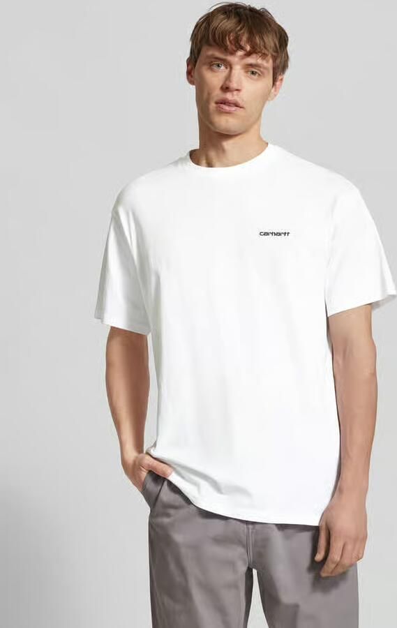Carhartt WIP Script Borduurwerk T-shirt in Wit Zwart White Heren - Foto 6