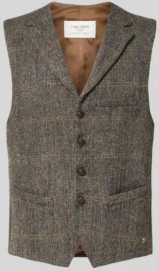 Carl gross Bodywarmer van scheerwol met paspelzak op de borst model 'Warner'