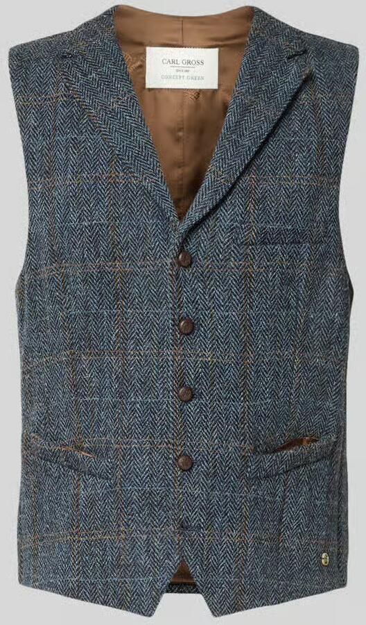 Carl gross Bodywarmer van scheerwol met paspelzak op de borst model 'Warner'