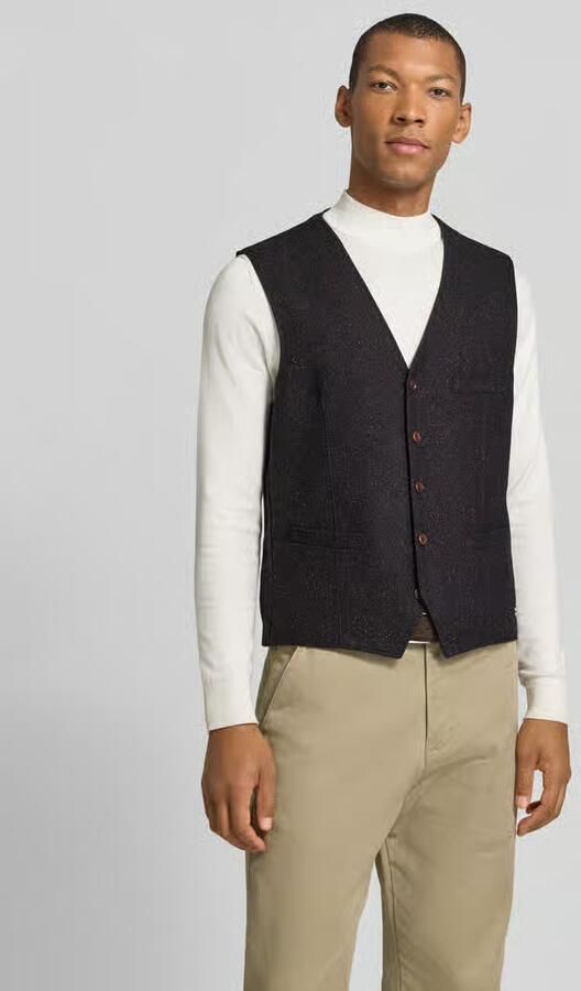 Carl gross Bodywarmer van wolmix met v-hals model 'Wilson' - Foto 3