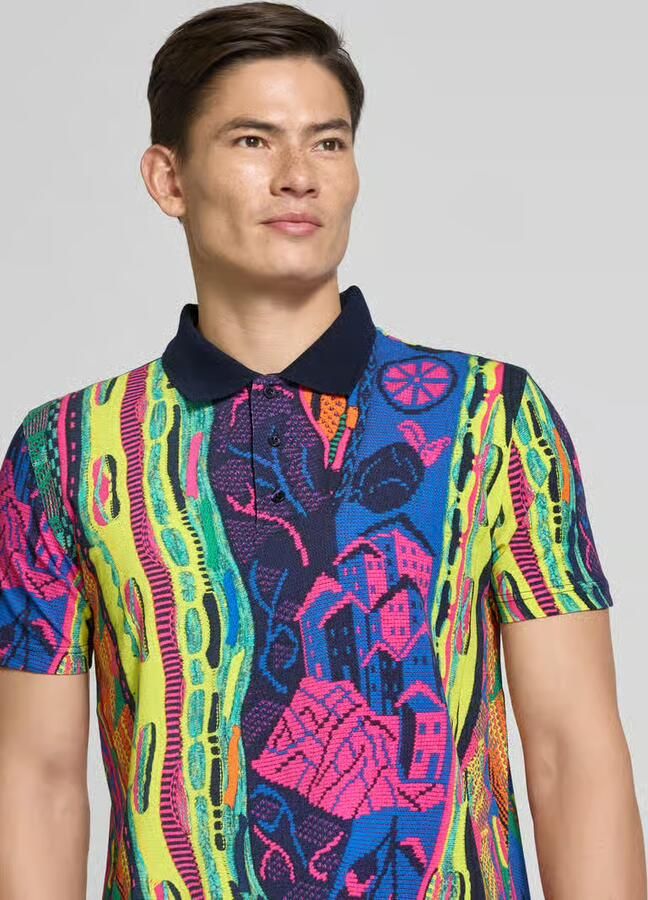 Carlo colucci Regular fit poloshirt met korte knoopsluiting