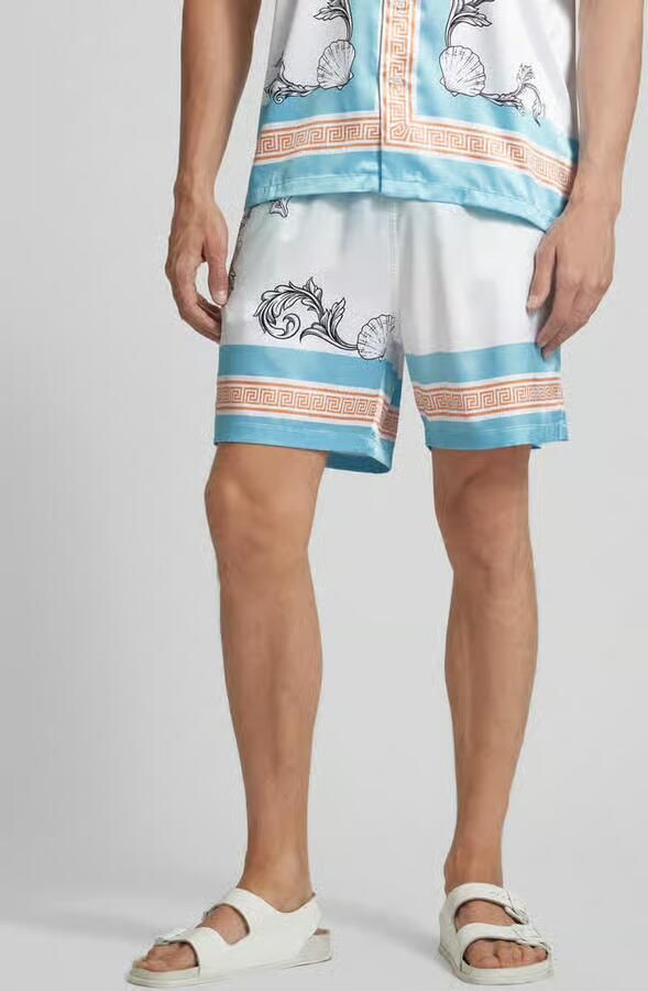 Carlo colucci Regular fit sweatshorts met all-over motief - Foto 2