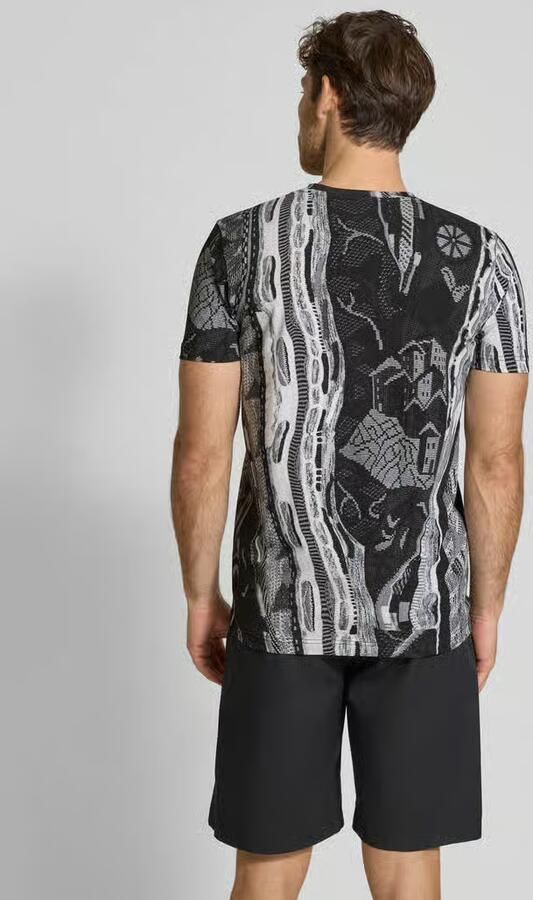 Carlo colucci T-shirt met geribde ronde hals