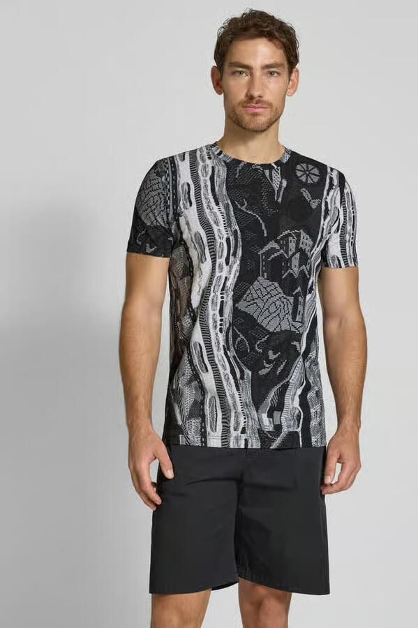 Carlo colucci T-shirt met geribde ronde hals - Foto 2