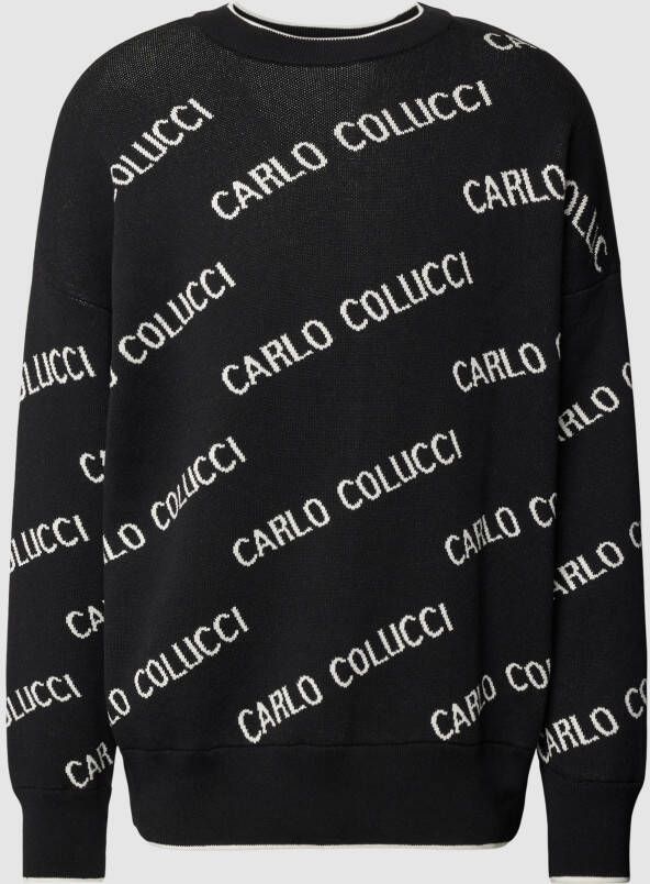 Carlo colucci Gebreide pullover met all-over labelprint