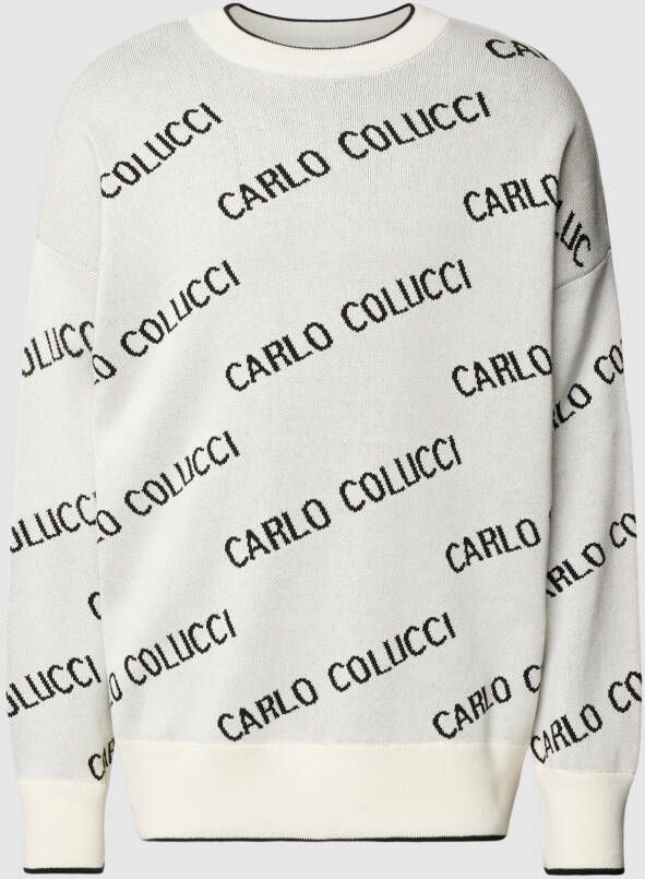 Carlo colucci Gebreide pullover met all-over labelprint