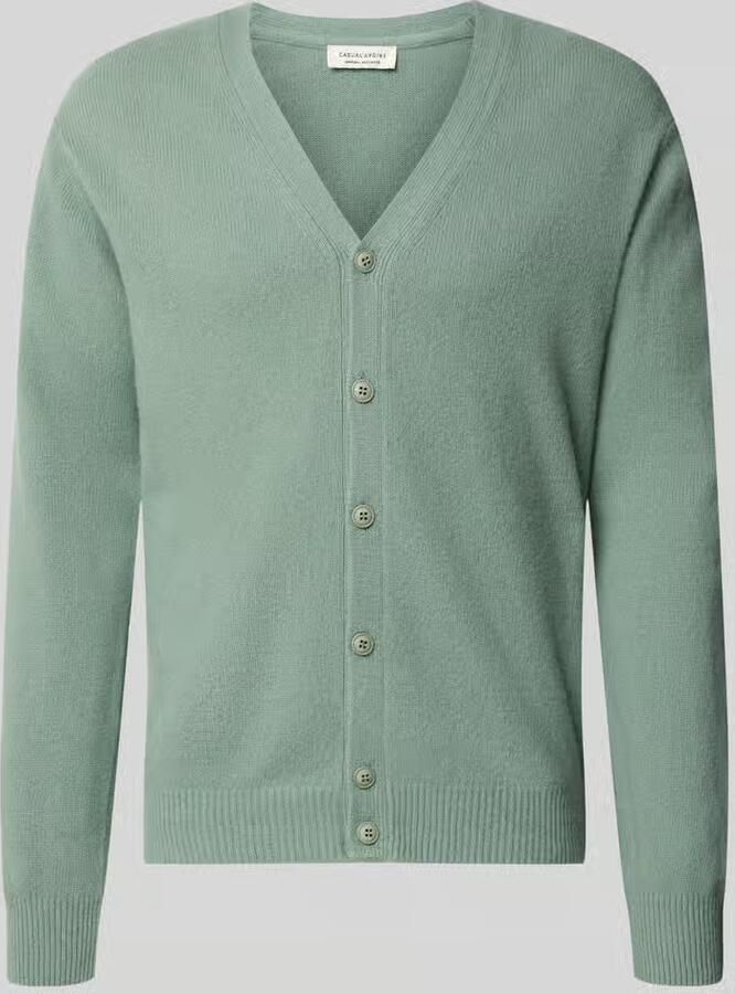 Casual friday Cardigan van wolmix met v-hals model 'KARL'